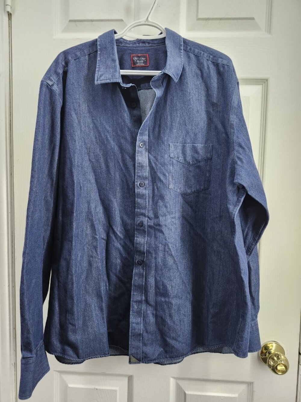 Untuckit Chambray Long Sleeve Button Up Shirt Blue XXL